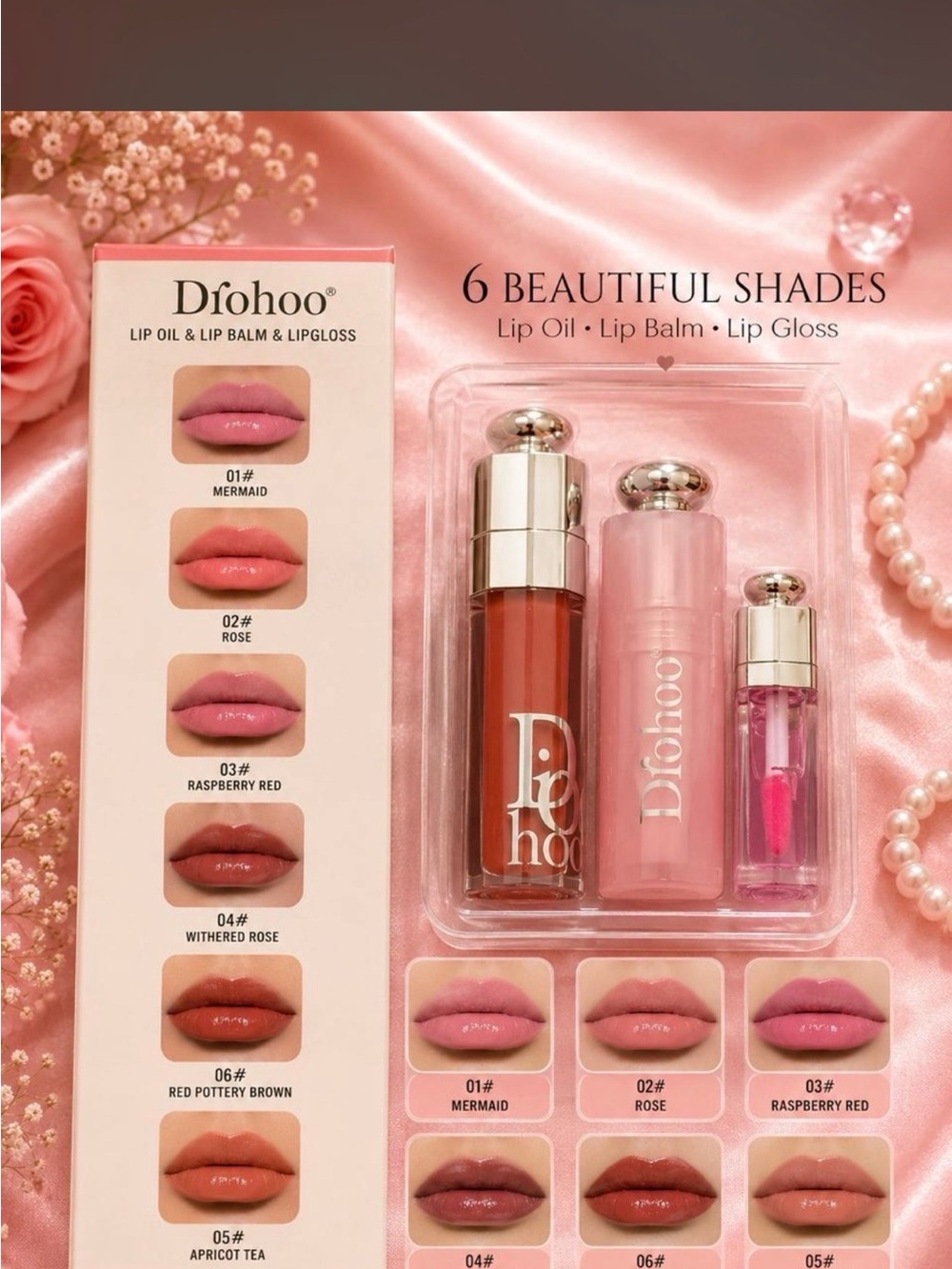 Women's Lip Oil & Balm Set - Pink Shades